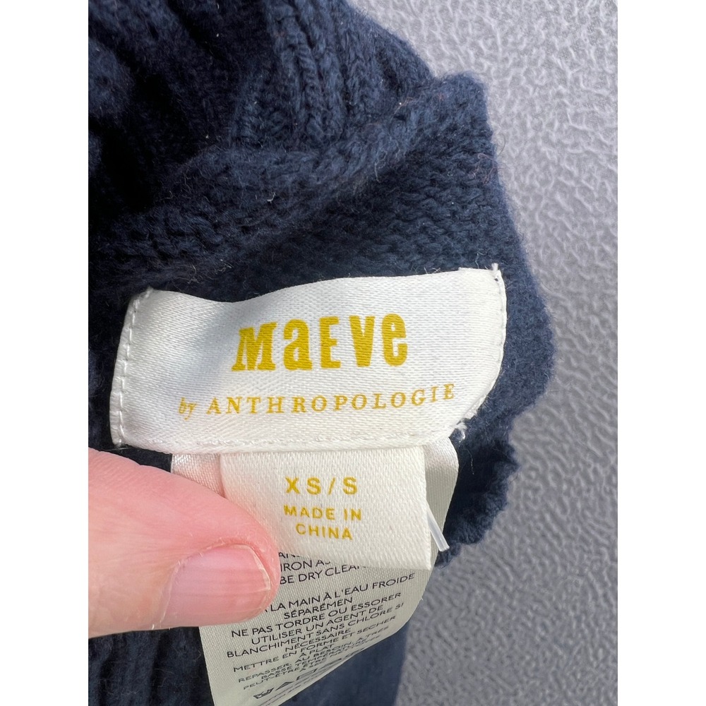 Maeve Anthropologie Colorblock Chevron Tie Side Sweater Vest Navy Tan XS/S - Picture 7 of 10
